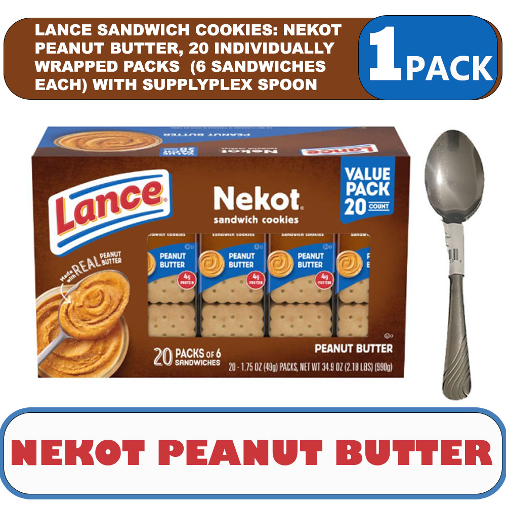 Lance Sandwich Cookies, Nekot Peanut Butter, 20 Individually Wrapped