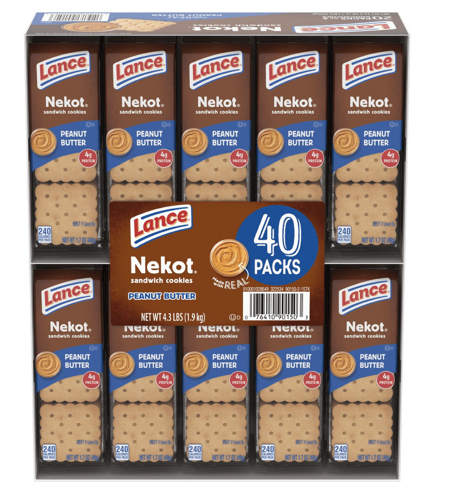 Lance Sandwich Cookies, Nekot Peanut Butter, 40 Packs