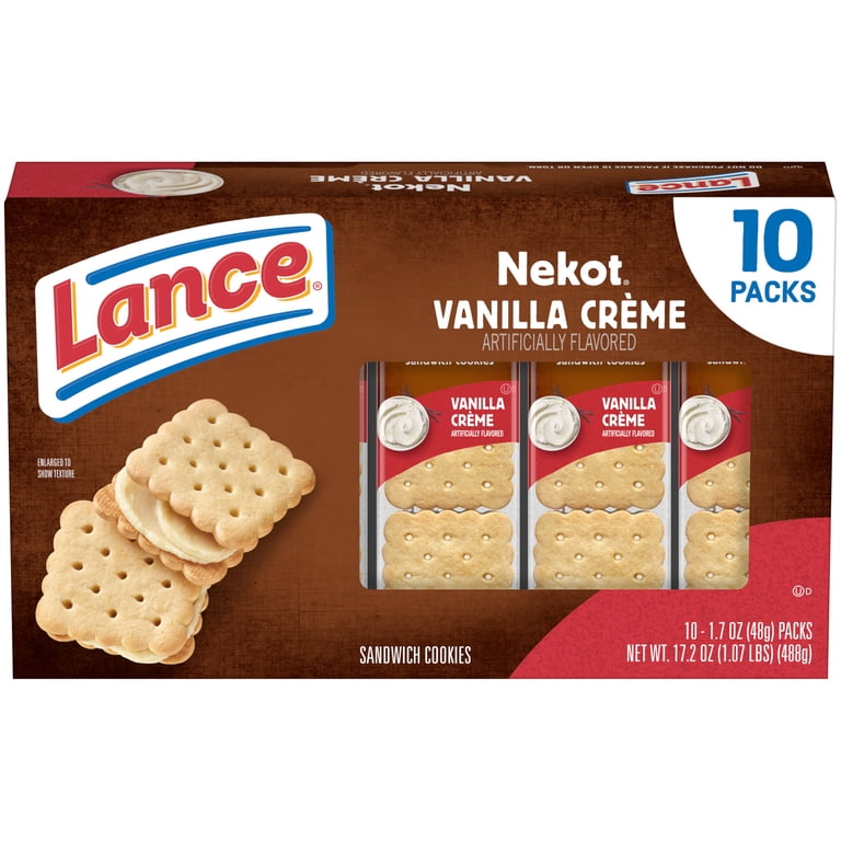 Lance Sandwich Cookies, Nekot Vanilla Creme, 10 Packets, 6