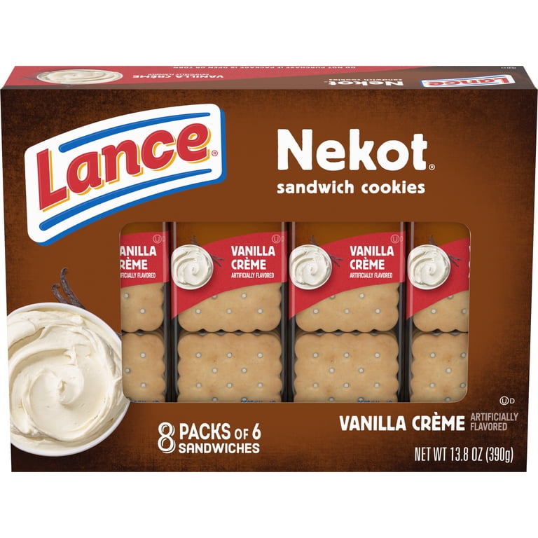 Lance, Sandwich Cookies, Nekot Vanilla Creme, 8 packs - Walmart.com