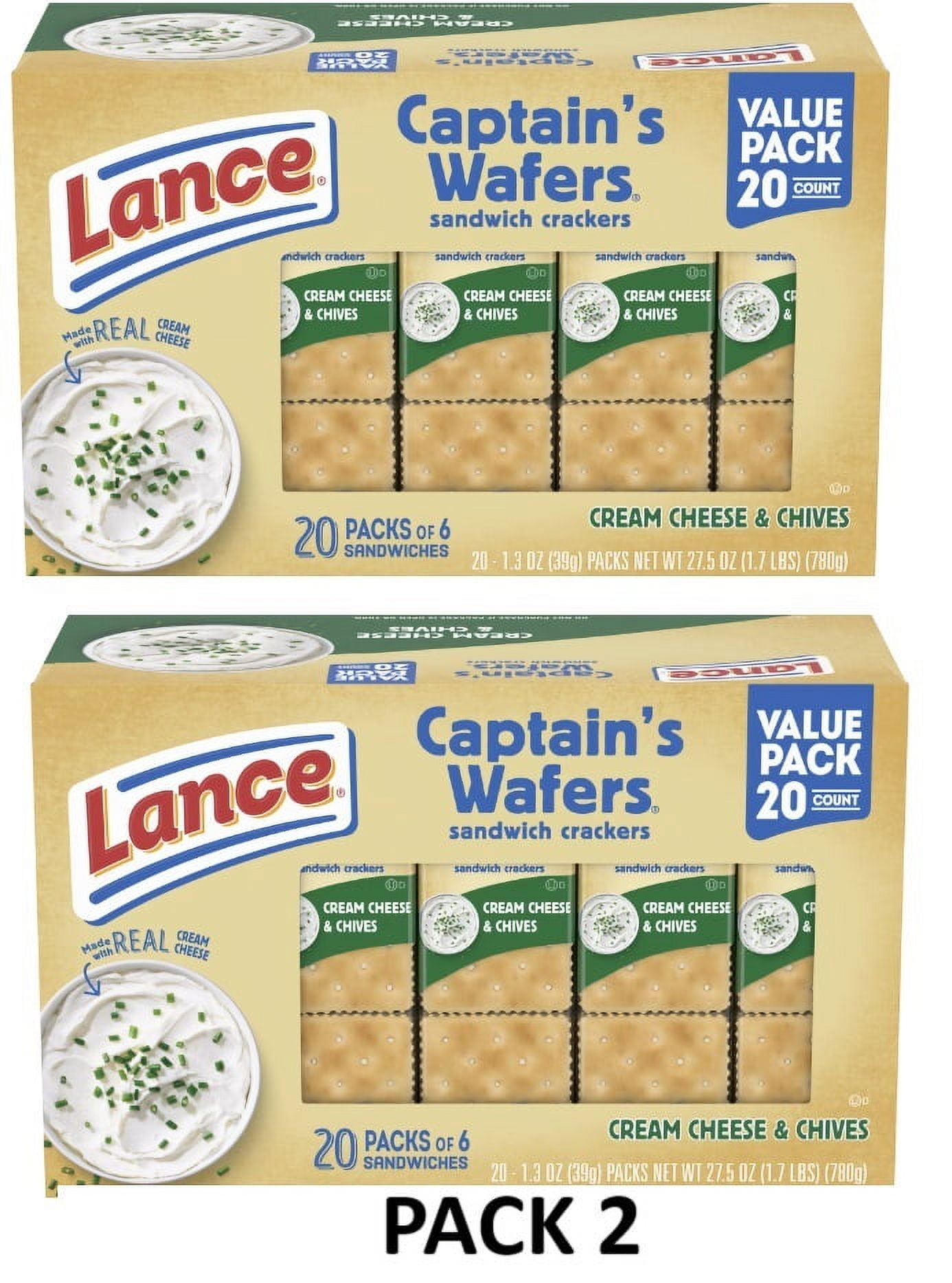 Lance Sandwich Crackers, Captain's Wafers Cream Cheese and Chives, 40 Packs