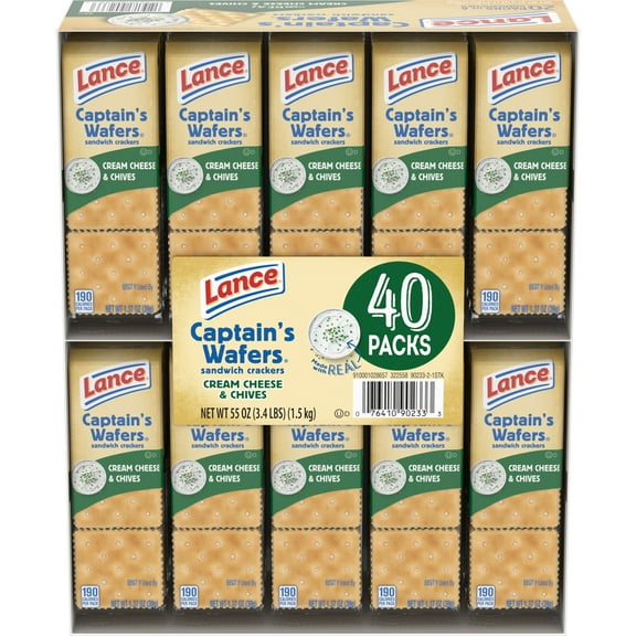 Lance Sandwich Crackers, Captain's Wafers Cream Cheese and Chives, 40 Packs
