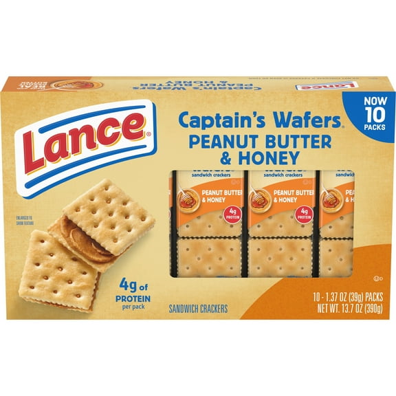 Lance Sandwich Crackers Captain's Wafers Peanut Butter & Honey - 10 ct (Packaging May Vary)