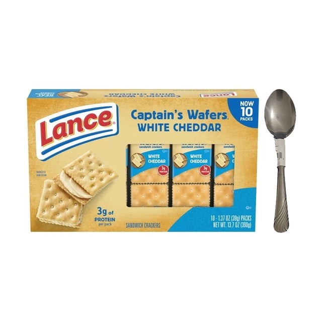 Captain Cheddar Lance Sandwich Crackers, Captain's Wafers White Cheddar, 10 Individual ...