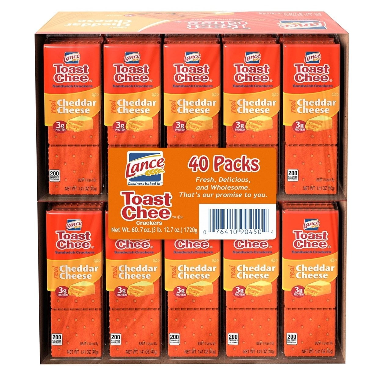 Lance Sandwich Crackers, ToastChee Cheddar, 40 Individually Wrapped