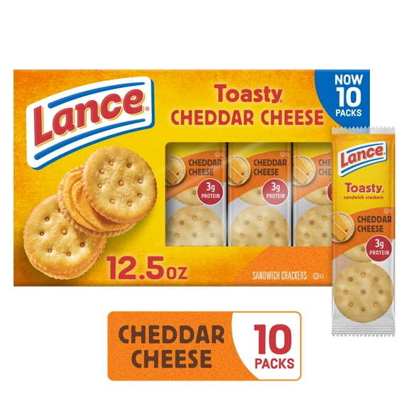 Lance Sandwich Crackers, Toasty Cheddar, 10 Individually Wrapped Packs, 6 Sandwiches Each