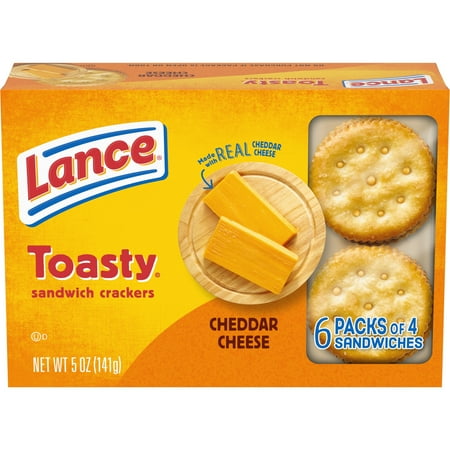 Lance Sandwich Crackers, Toasty Cheddar, 6 Individually Wrapped Packs, 4 Sandwiches Each