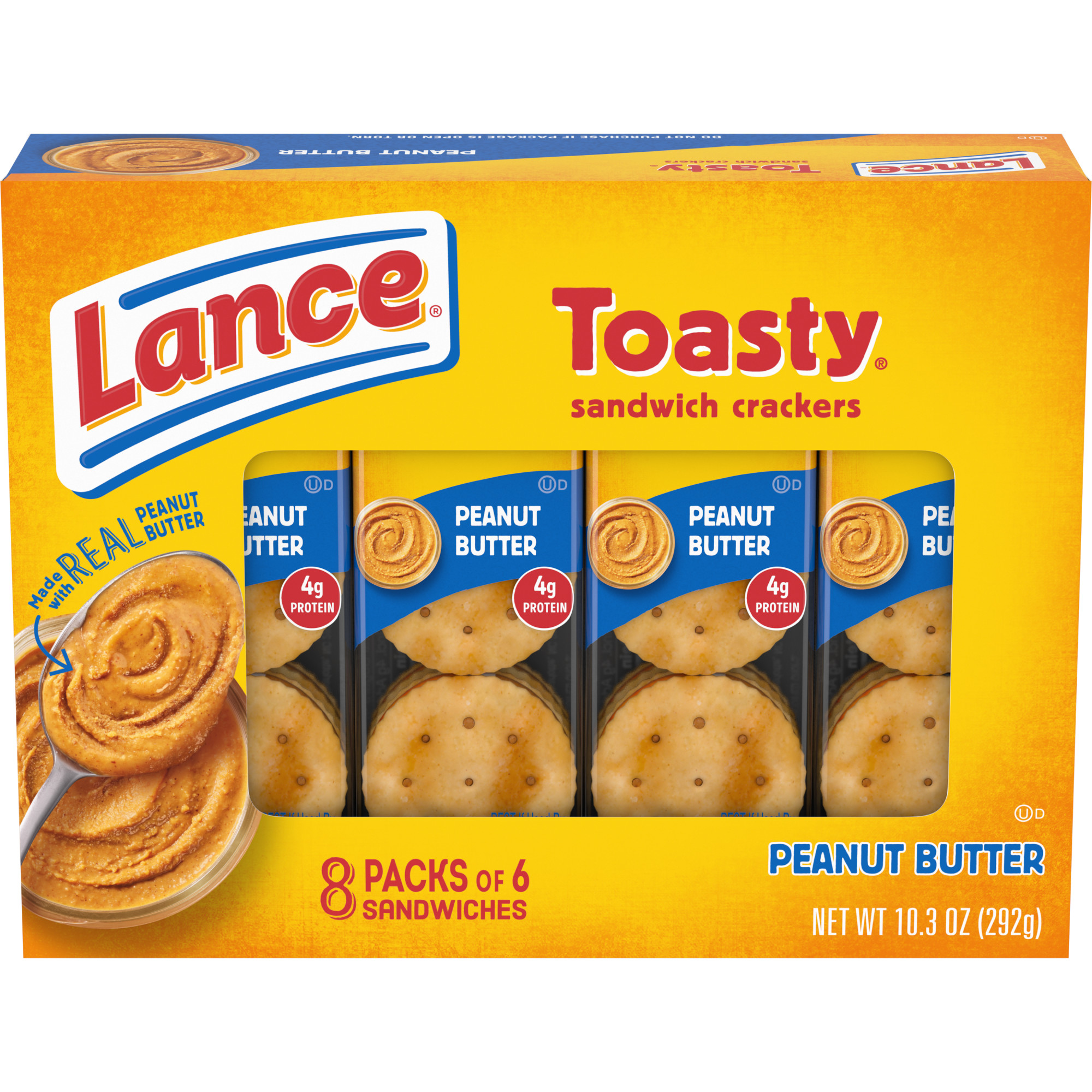 Lance Sandwich Crackers, Malt with Peanut Butter, 8 Individually