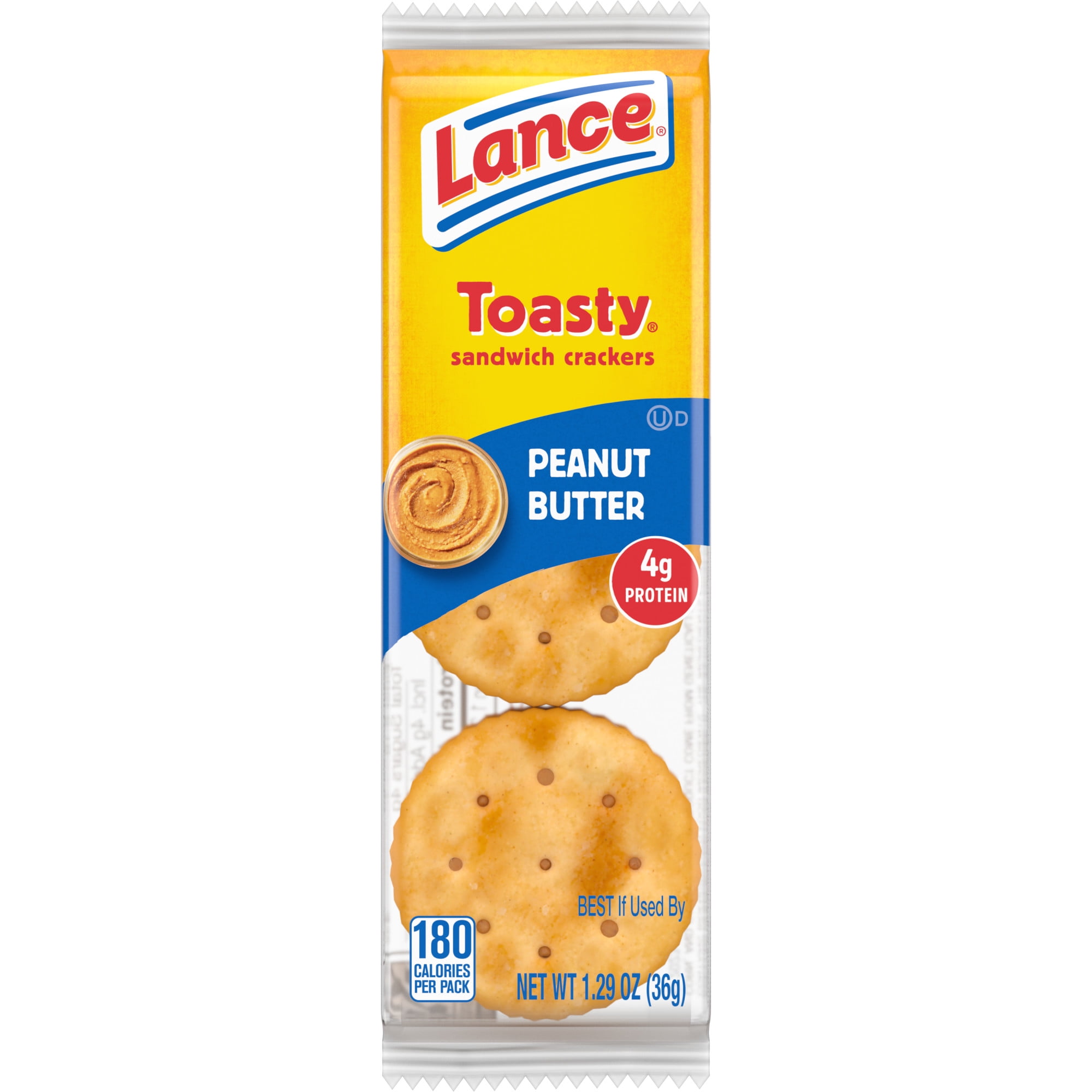 Lance Sandwich Crackers, Toasty Peanut Butter, Individual Snack Pack, 6 Sandwiches