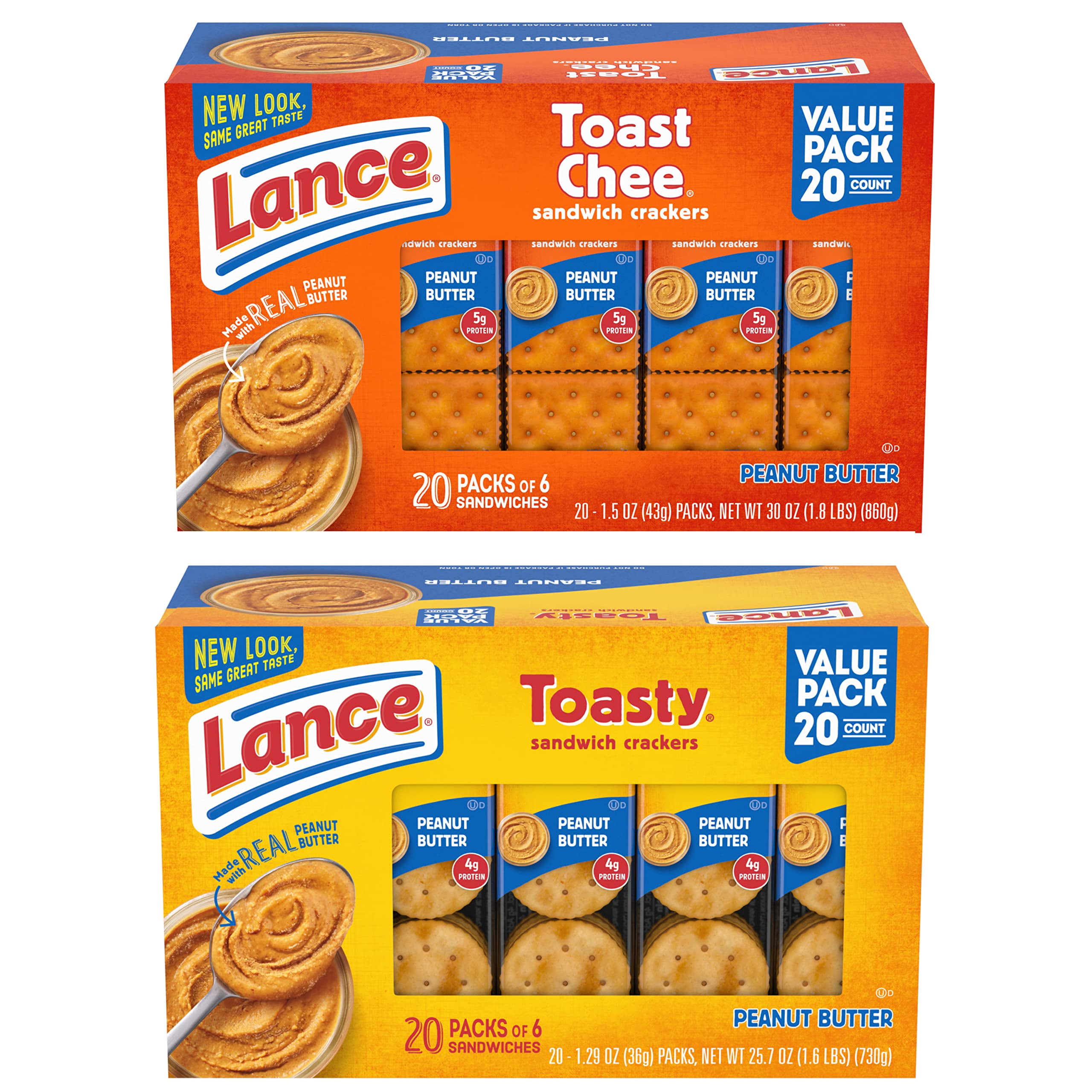 Lance Sandwich Crackers, Toasty SE33 and Toastchee Peanut Butter, 40 Ct