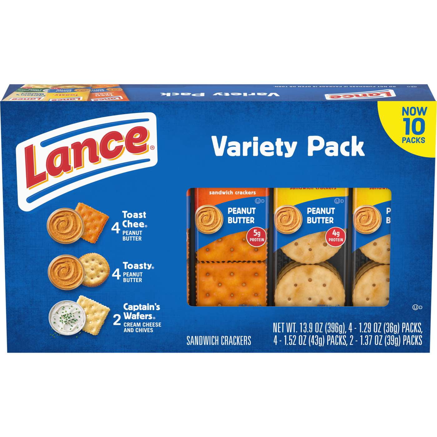 Lance Sandwich Crackers Variety Pack 3 Flavors, 10 ct (Package May Vary)