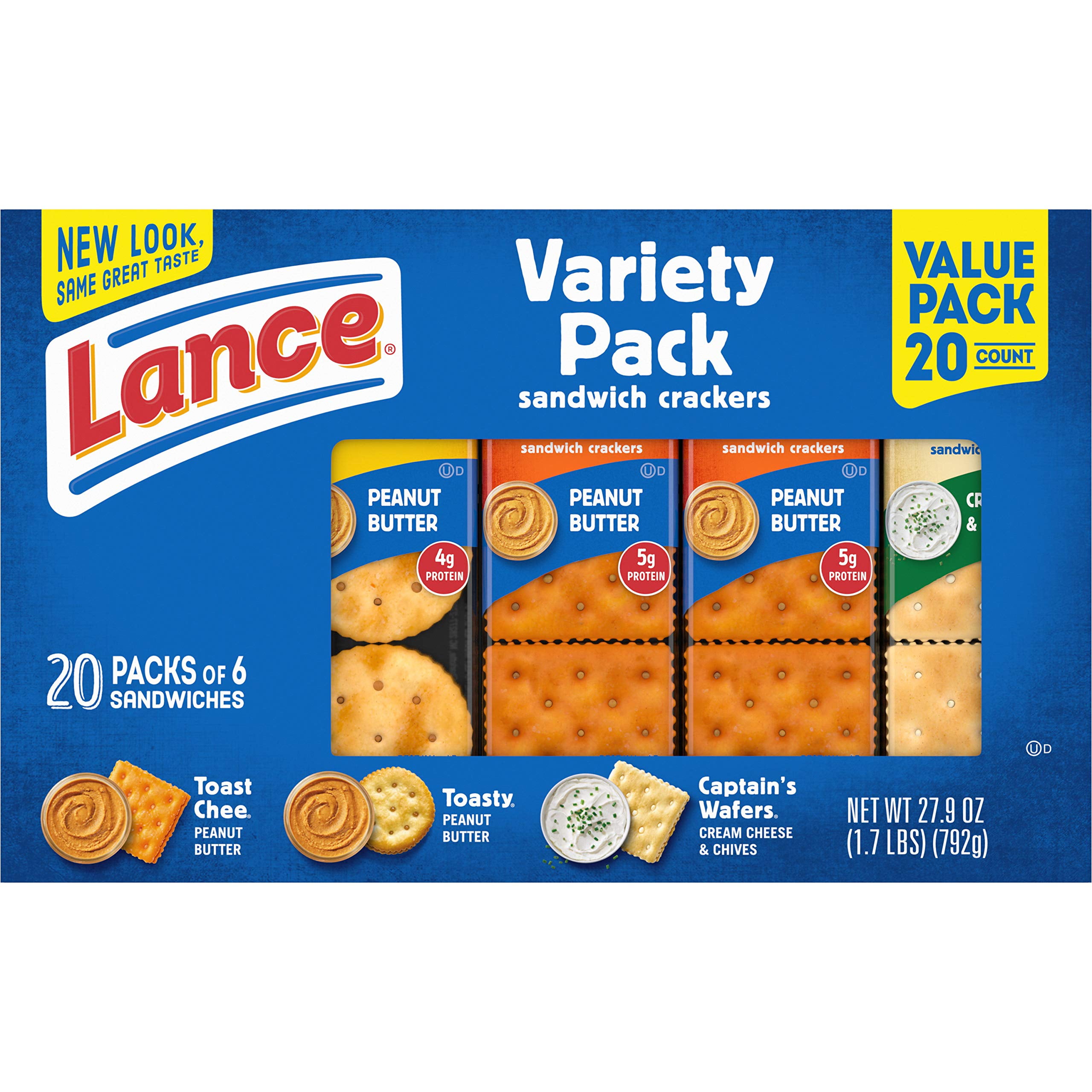 Lance Sandwich Crackers, Variety Pack, 3 Flavors, 20 Individually