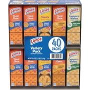 Lance Sandwich Crackers, Variety Pack, 4 Flavors, 40 Individually Wrapped Packs, 6 Sandwiches Each