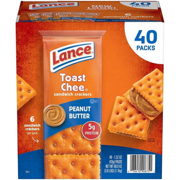 Lance ToastChee Peanut Butter Crackers, 1.52 Ounce (Pack of 40)