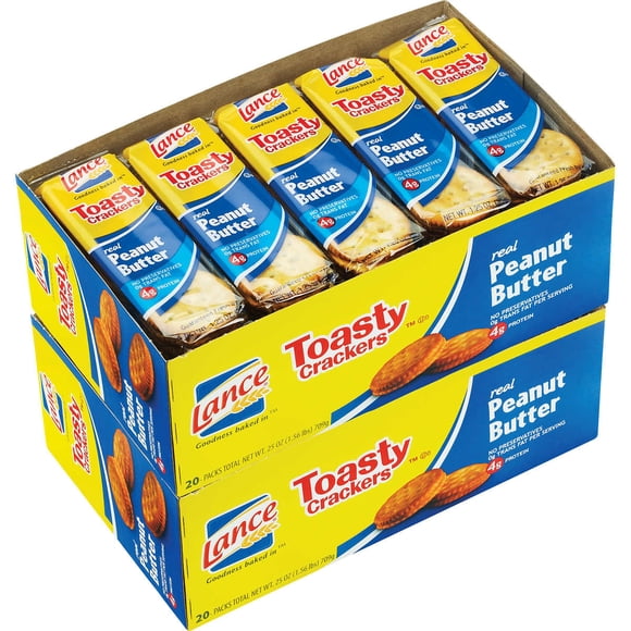 Lance ToastChee Peanut Butter Sandwich Crackers, Tasty On-the-Go Snack, 40 Ct Lance ToastChee Peanut Butter Sandwich Crackers, Tasty On-the-Go Snack, 40 Ct