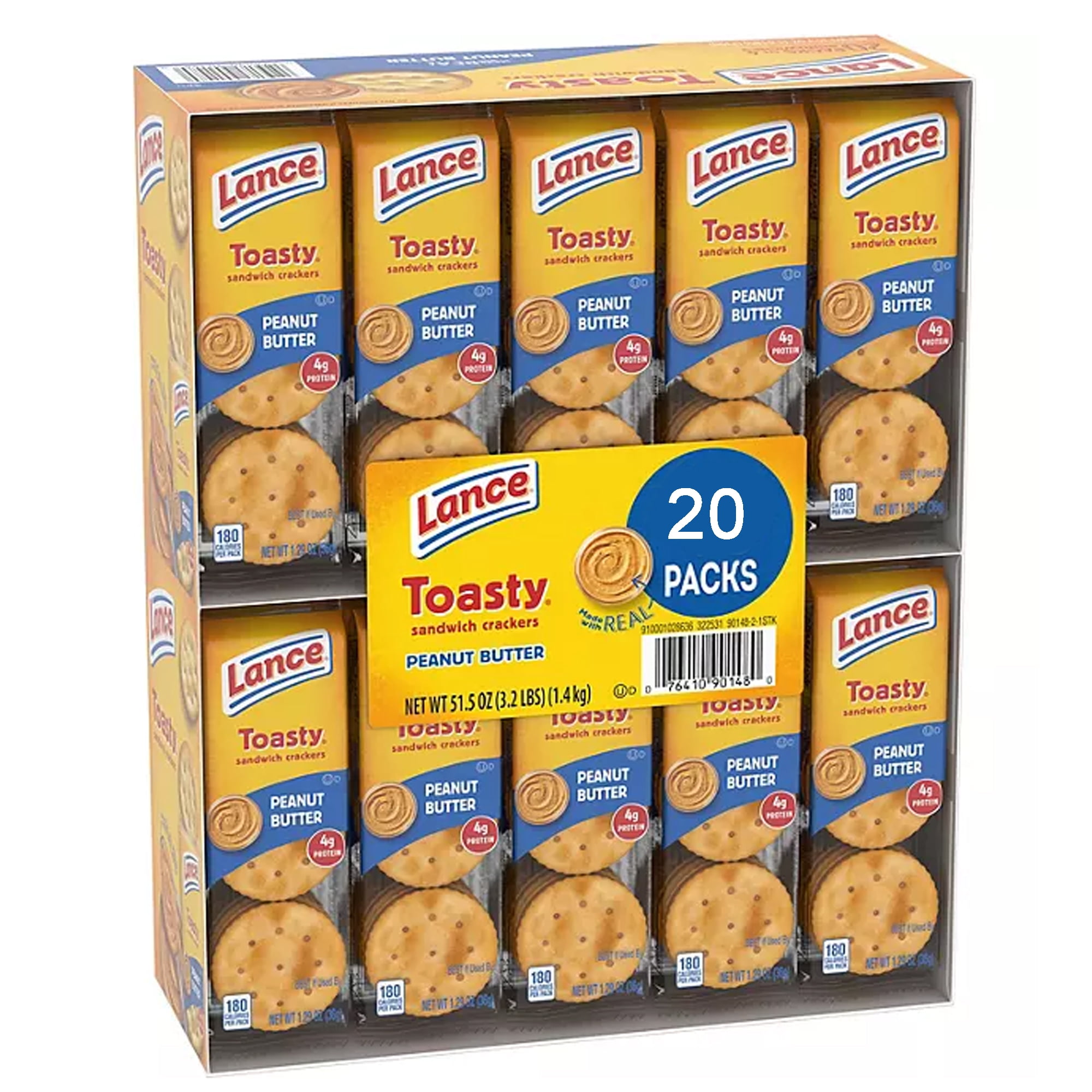 Lance Toasty Peanut Butter Sandwich Crackers, 1.29 oz., 20 pk.