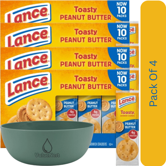 Lance Toasty Peanut Butter Snack Crackers, 10 Count Box, 6 Sandwiches per Pack with olive green bowl by ValueNest