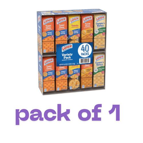 Lance Variety Pack Sandwich Crackers, 40 Count – Peanut Butter & Cheese Flavored Snacks
