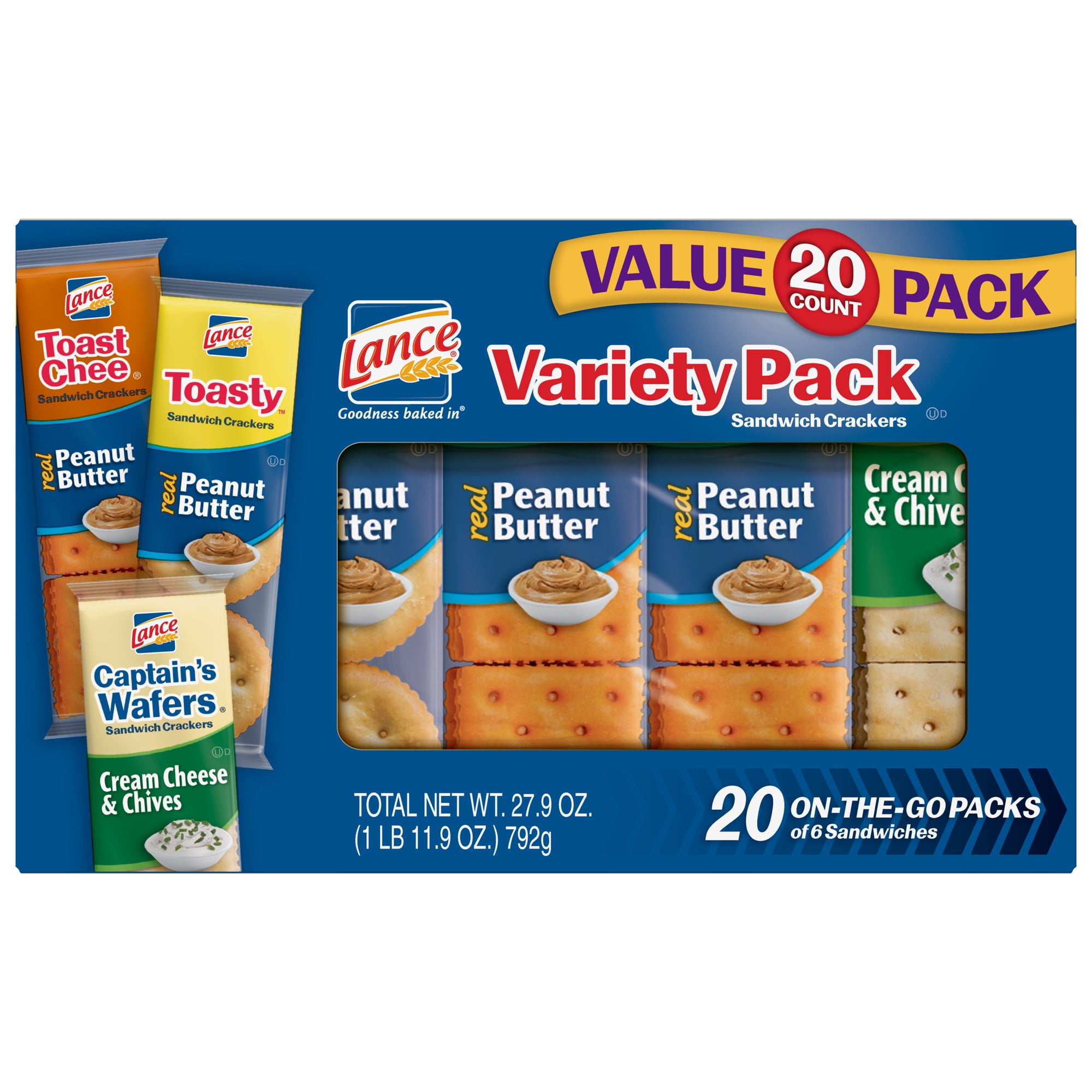 Lance Variety Pack Sandwich Crackers with ToastChee, Toasty and Captain