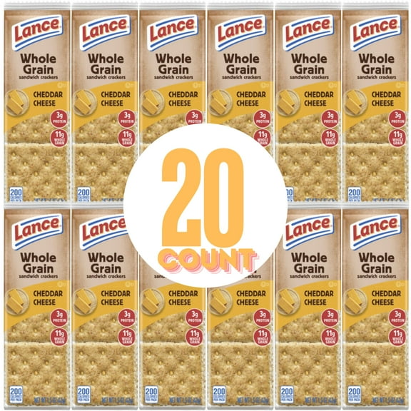 Lance Whole Grain Cracker Sandwiches, (20 count) Individually Wrapped Packs (Whole Grain Peanut Butter) Crackers, Lance Crackers, Whole Grain Crackers.