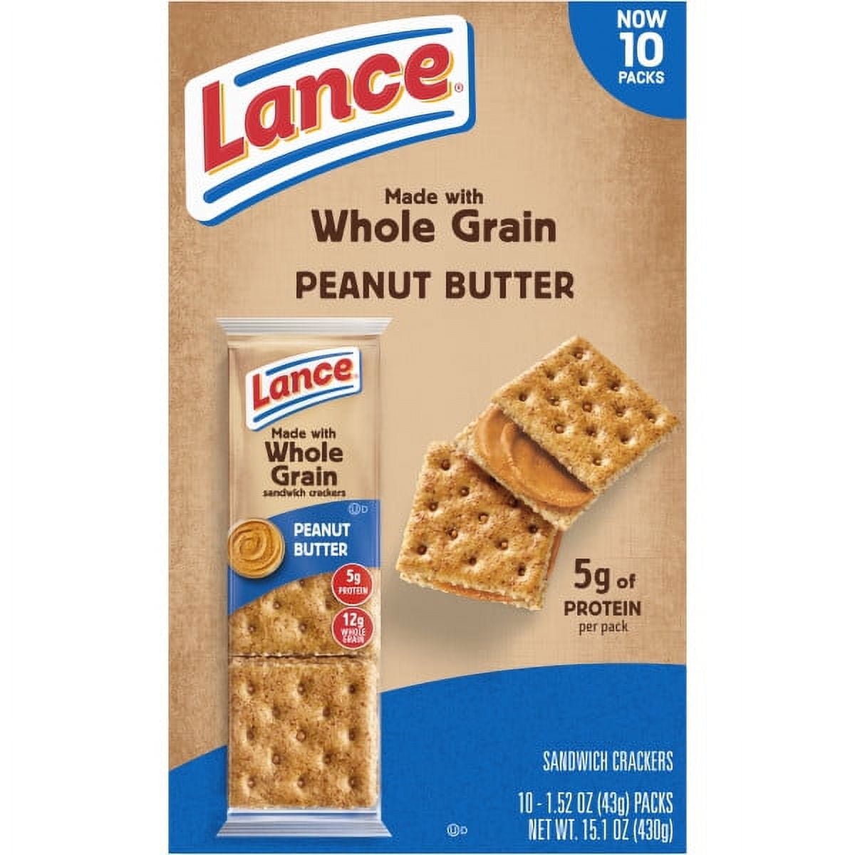 Lance Whole Grain Peanut Butter 10CT