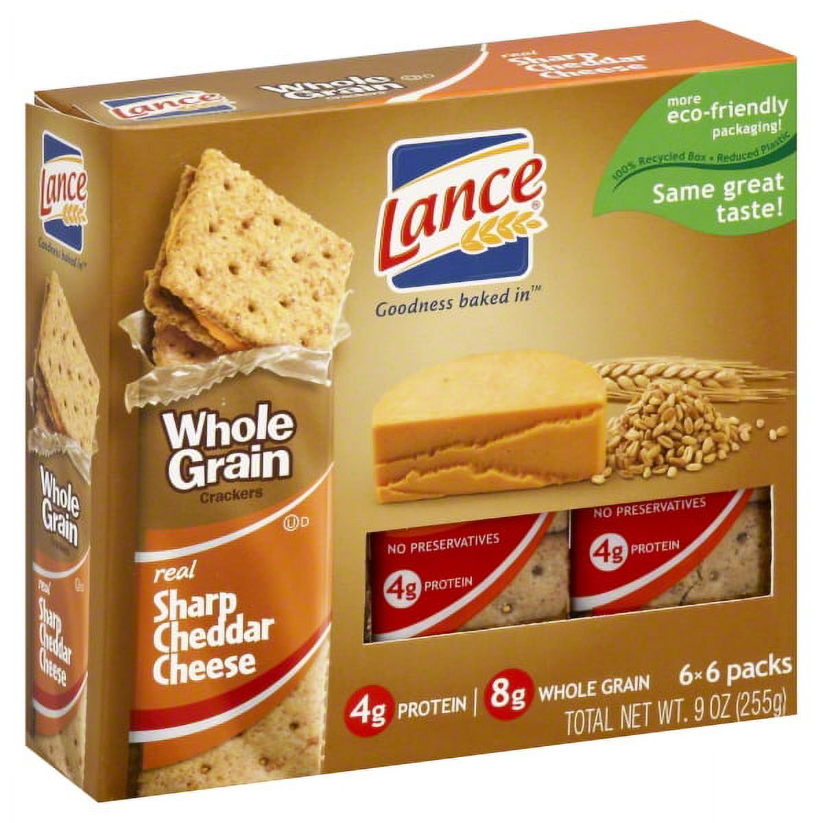 Lance Whole Grain Sharp Cheddar Cheese Cracker Sandwiches, 1.5 Oz., 6