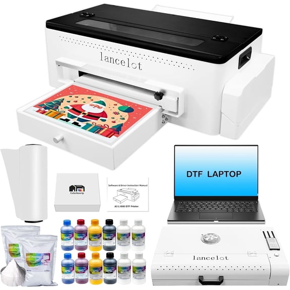 Lancelot A3 L1800 DTF Printer with Roll Feeder White Ink Circulation System, Hoodie & Apparel Transfer Printing for T-Shirt