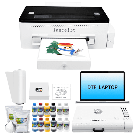 Lancelot A3 L1800 DTF Transfer Printing Machine: Roll Feeder, White Ink Circulation & Easy Operation for Dark & Light Clothing