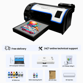 Lancelot M1630 PRO A3 DTF T-Shirt Printer Bundle - Auto Cutter/Cleaning, Holiday Mode, Beginner-Friendly for Home Use (Printer+Laptop+Oven+Consumables+Software)