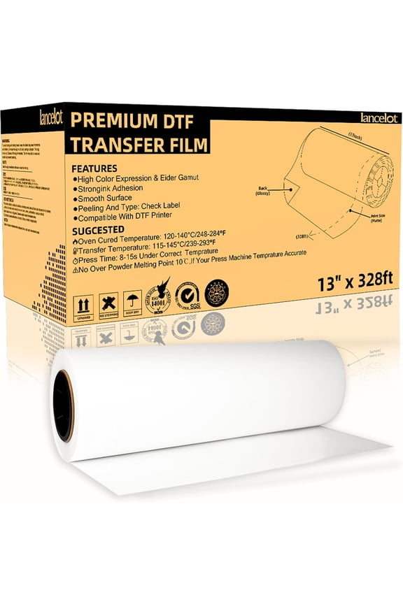 DTF Transfer Film Roll 13" * 328ft A3 DTF Transfer Paper for for DIY Direct Print on Dark and Light Clothing T Shirt