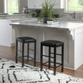 thumbnail image 1 of Linon Lancer Backless Wood Counter Stool, 25" Seat Height, Black Finish with Black Fabric, 1 of 10