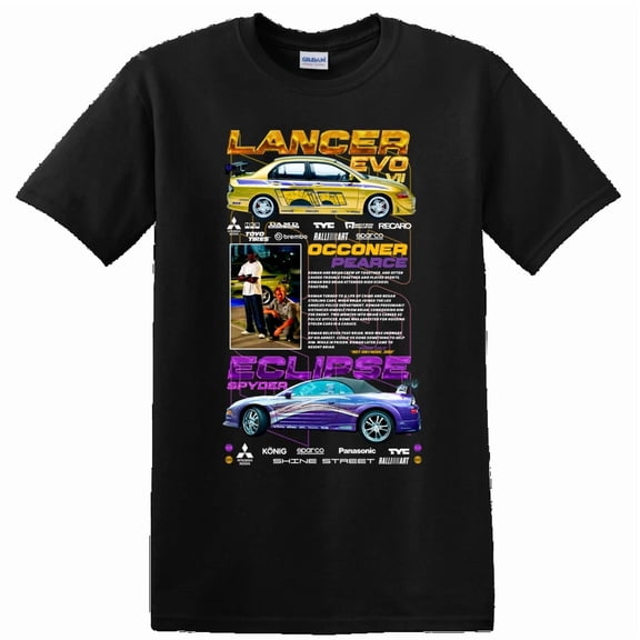 Lancer Evo Eclipse Graphic T Shirt Car Enthusiast Tee Classic Design Colors