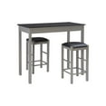 thumbnail image 1 of Lancer Grey Faux Marble 3-Piece Dining Set with Stools Counter Height Kitchen, 1 of 7