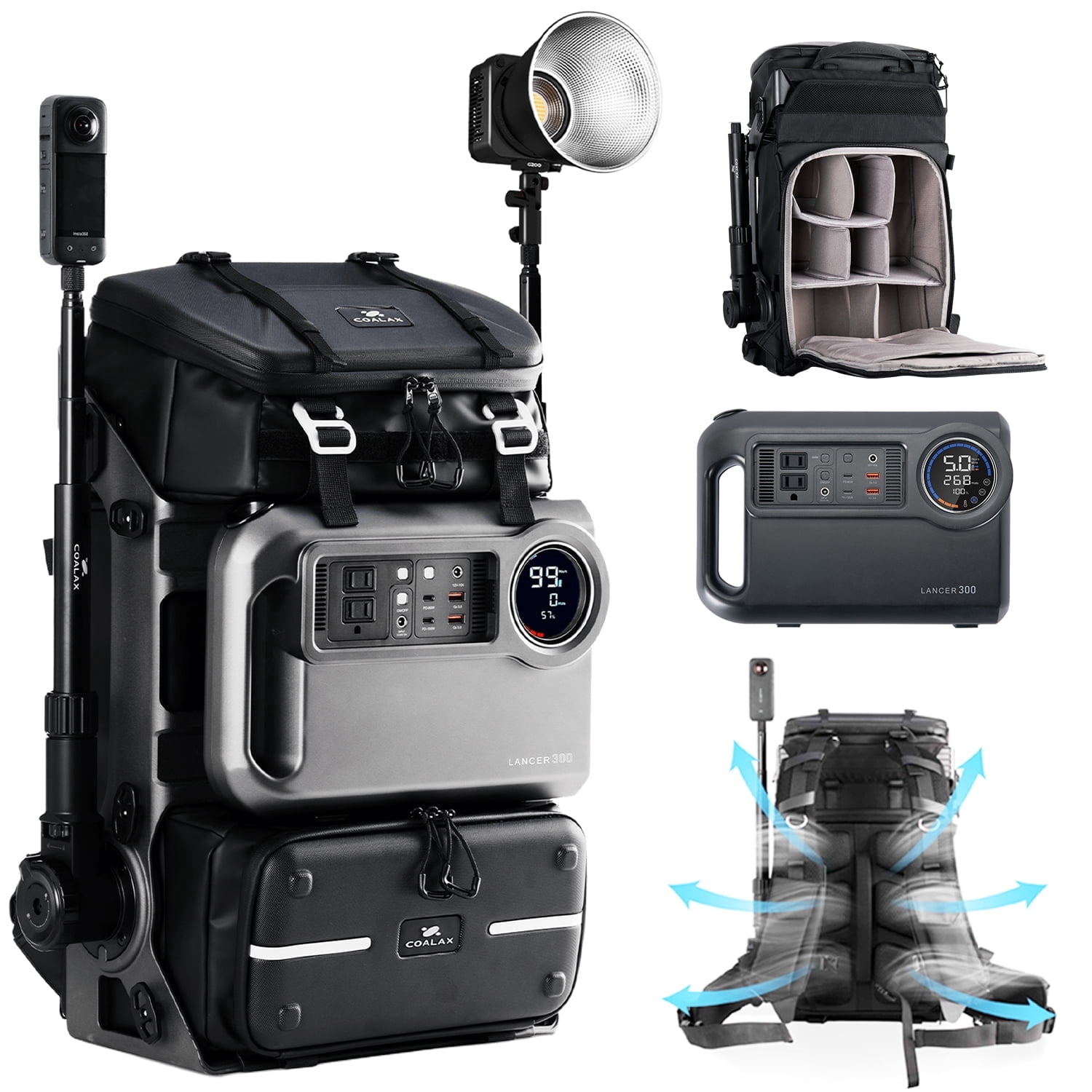 Lancer300 Pro Camera Backpack with 300W Power Station, Modular Creator ...