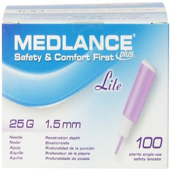 Lancet MedlanceÂ® Fixed Depth Lancet Needle 1.5 mm Depth 25 Gauge Push