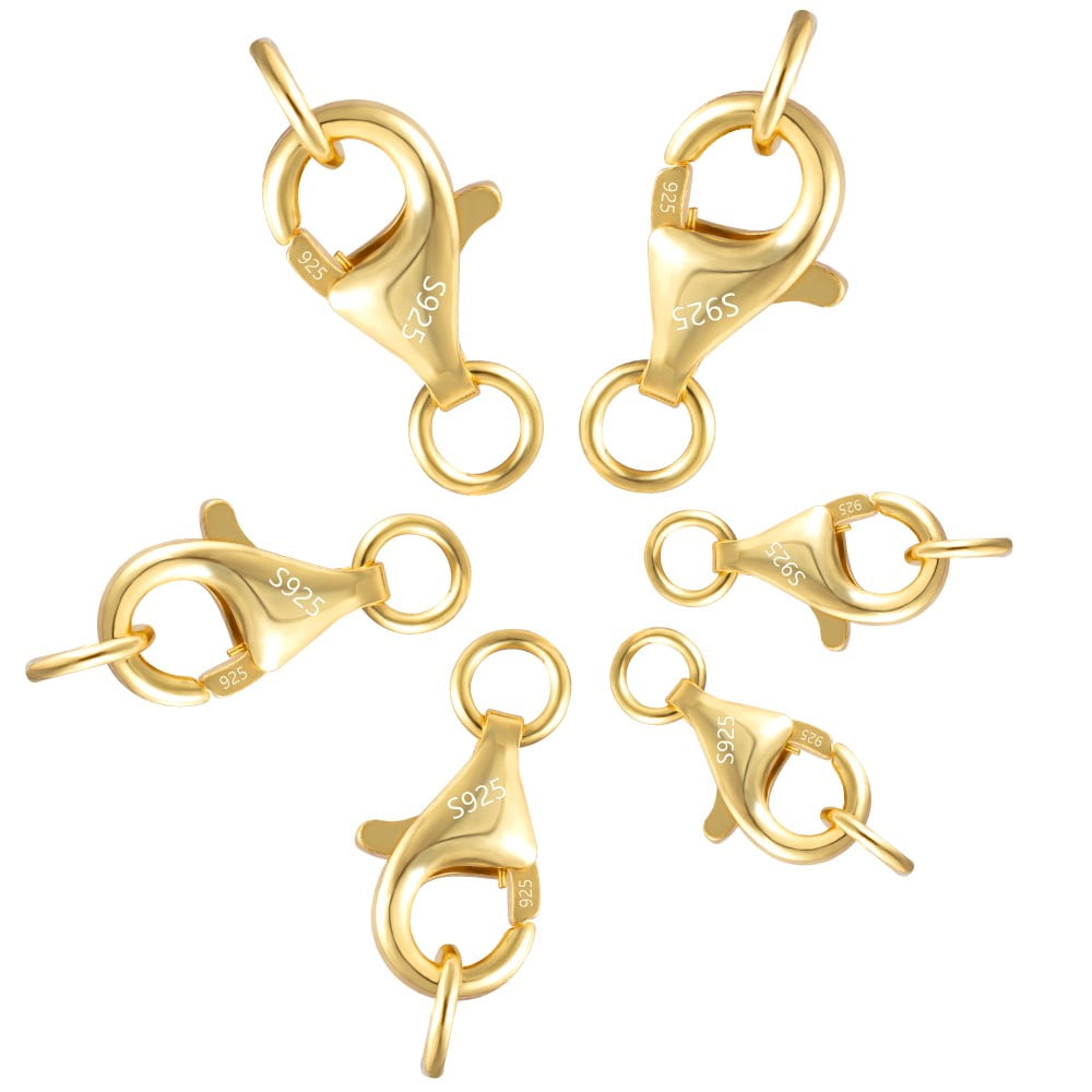 Lancharmed 14K Gold Plated Circle Lobster Clasp 6Pcs Necklace Jewellery Clasp Necklace Extenders for Women Unique Gifts