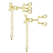 Lancharmed 14K Gold Plated Connecting Clasp Two Rows Of Lobster Clasp Extension Chain Three Rows Of Jewellery Clasp for Women Extender 2Pcs 30Th Birthday Gifts for Women