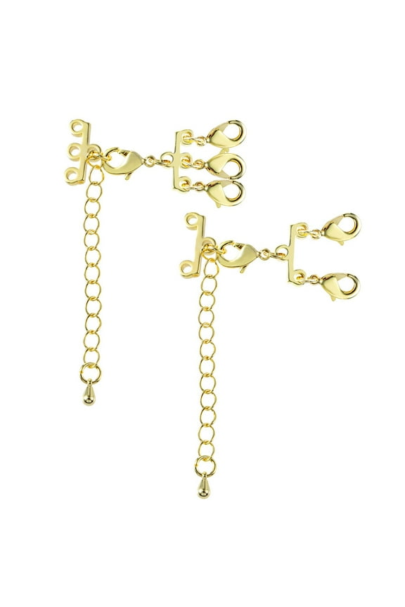 14K Gold Plated Connecting Clasp Two Rows Of Lobster Clasp Extension Chain Three Rows Of Jewellery Clasp for Women Extender 2Pcs 30Th Birthday Gifts for Women