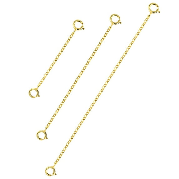 Lancharmed 14K Gold Plated Double Head Round Buckle Extension Chain Wide Flat Cross Jewellery Clasp Necklace Extenders for Women 3Pcs Gifts for Mom