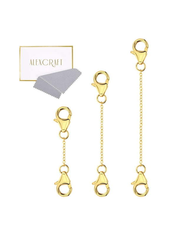 14K Gold Plated Double Lobster Clasp Cross Chain Extender Necklace Hooks for Women, 3 Pieces Gifts for Women