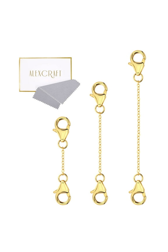 14K Gold Plated Double Lobster Clasp Cross Chain Extender Necklace Hooks for Women, 3 Pieces Gifts for Women