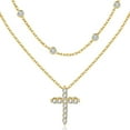 thumbnail image 1 of Lancharmed 14K Gold Plated Mens Cross Necklaces Double Zirconia Cross Necklace Men's Gifts, 1 of 7