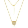 thumbnail image 1 of Lancharmed 14K Gold Plated Necklace for Women One Side Full Zirconia Heart Pendant Necklace Sister Gifts for Women, 1 of 8