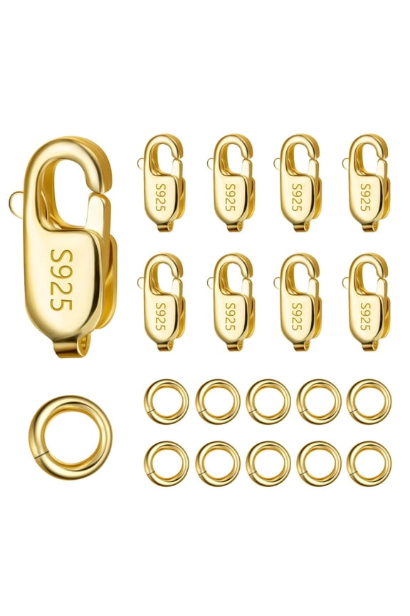 14K Gold Plated Square Clasp 8 Open Jump Rings 10 Necklace Jewellery Clasp Necklace Extenders for Women Women Gifts