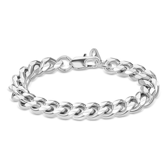 Lancharmed Couples Bracelets Cuban Chain Chunky Chain Silver Plated Bracelet Galentines Gifts