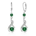 thumbnail image 1 of Lancharmed Cute Earrings for Women Ear Hook Micro Emerald Zirconia Dangle Silver Plated Earring Gifts for Women, 1 of 8