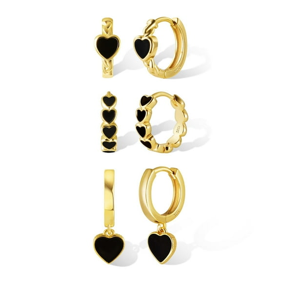 Lancharmed Earrings Studs Earrings 3 Pairs Love Dangle Oil Drip 14K Gold Plated Earring Gifts for Women