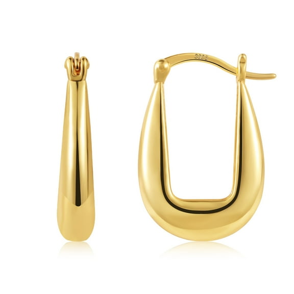 Lancharmed Earrings for Women Trendy Openwork Oval Earrings 14K Gold Plated Earring Gold