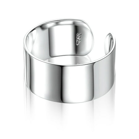 Lancharmed Fidget Ring Silver Plated Rings 10Mm Wide Open Face Adjustable Thumb 40Th Birthday Gifts for Women