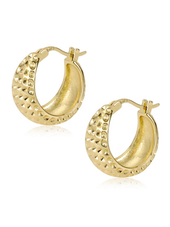 Gold Plated Cute Earrings,Lattice Hoops Earring 30Th Birthday Gifts for Women